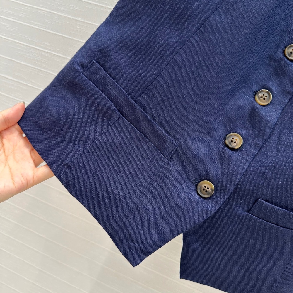 RL polo 套裝 背心外套 長褲 闊腿褲，R紫標，長期主義高智感穿搭亞麻套裝！醋酸馬甲搭配捏褶直筒闊腿褲，一套輕鬆演-細節圖8