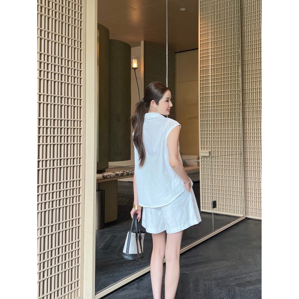 RL polo 套裝 短褲 無袖襯衫 春夏最新款經典logo刺繡休閒套裝 🖤無袖翻領上衣+短褲 logo標識刺繡點綴-細節圖9