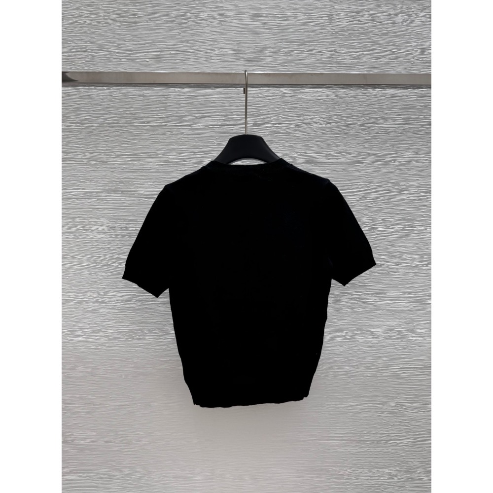 氣質系針織 Vivienne Westwood 上衣 土星提花修身針織短袖圓領彈力休閒顯瘦!愛心土星提花圓領針織短袖 顏-細節圖4