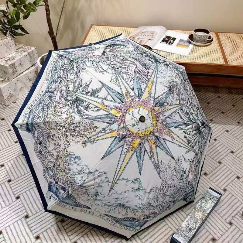 Dior CD VIP積分贈品禮 晴雨傘 UV防紫外線傘布 全自動雨傘太陽傘晴雨兩用 高顏值 經典花紋百搭好氣質 高級-細節圖2