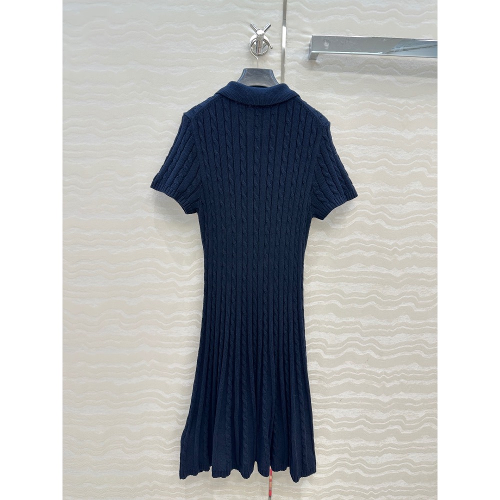 RL polo 小馬刺繡連身裙 洋裝，學院風針織polo領短袖連衣裙！絞花收腰A字裙擺工藝貫穿時髦高級感！純棉紗線質感超-細節圖10