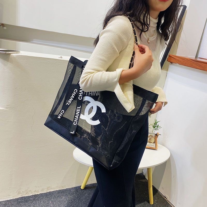 Chanel 香奈兒 化妝品VIP漂亮禮 手提包 方包 肩背包 容量大紗網透氣透明托特包沙灘運動包包大容量手提包 時尚簡-細節圖2