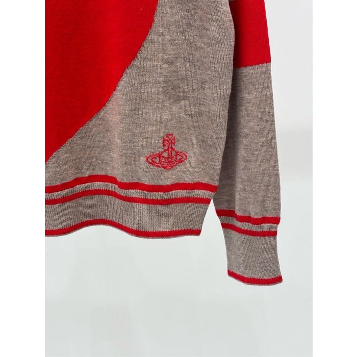 Vivienne Westwood 針織上衣 長袖｜新款圓領土星logo愛心提花簡約撞色休閒針織長袖  一個源自英國的時-細節圖4