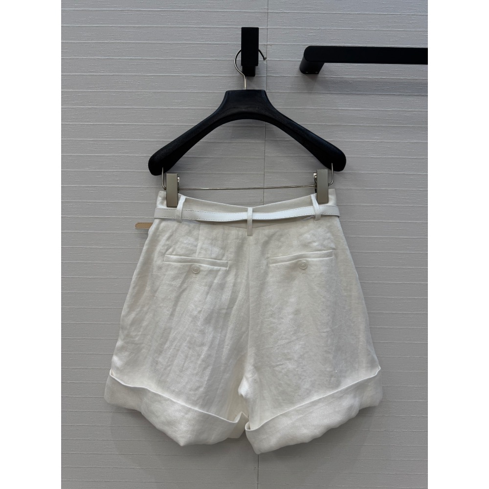 RL 休閒褲 短褲 寬松休閒 RL新品長期主義高智感穿搭！中高腰褶飾亞麻短褲！配送金屬扣腰袋上身知性大氣！慵懶隨性的高級-細節圖2