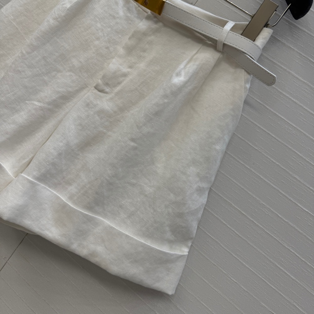 RL 休閒褲 短褲 寬松休閒 RL新品長期主義高智感穿搭！中高腰褶飾亞麻短褲！配送金屬扣腰袋上身知性大氣！慵懶隨性的高級-細節圖4