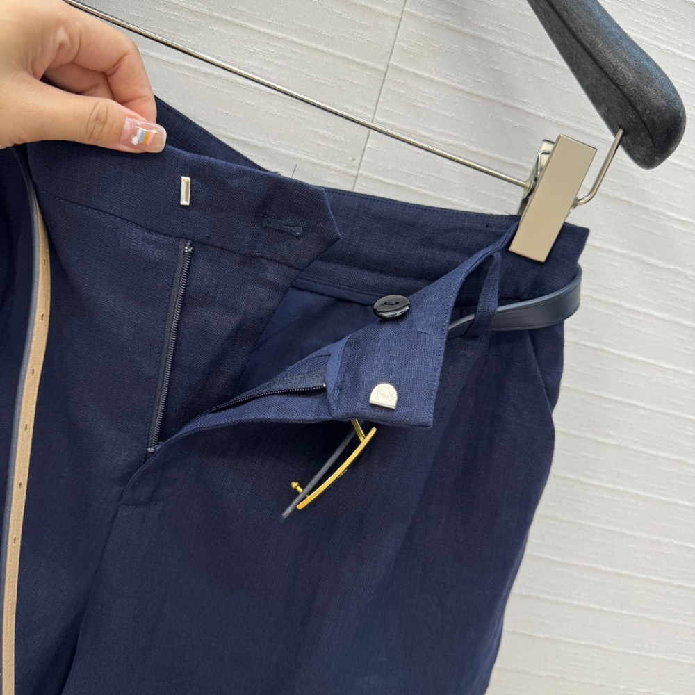 RL 休閒褲 短褲 寬松休閒 RL新品長期主義高智感穿搭！中高腰褶飾亞麻短褲！配送金屬扣腰袋上身知性大氣！慵懶隨性的高級-細節圖9