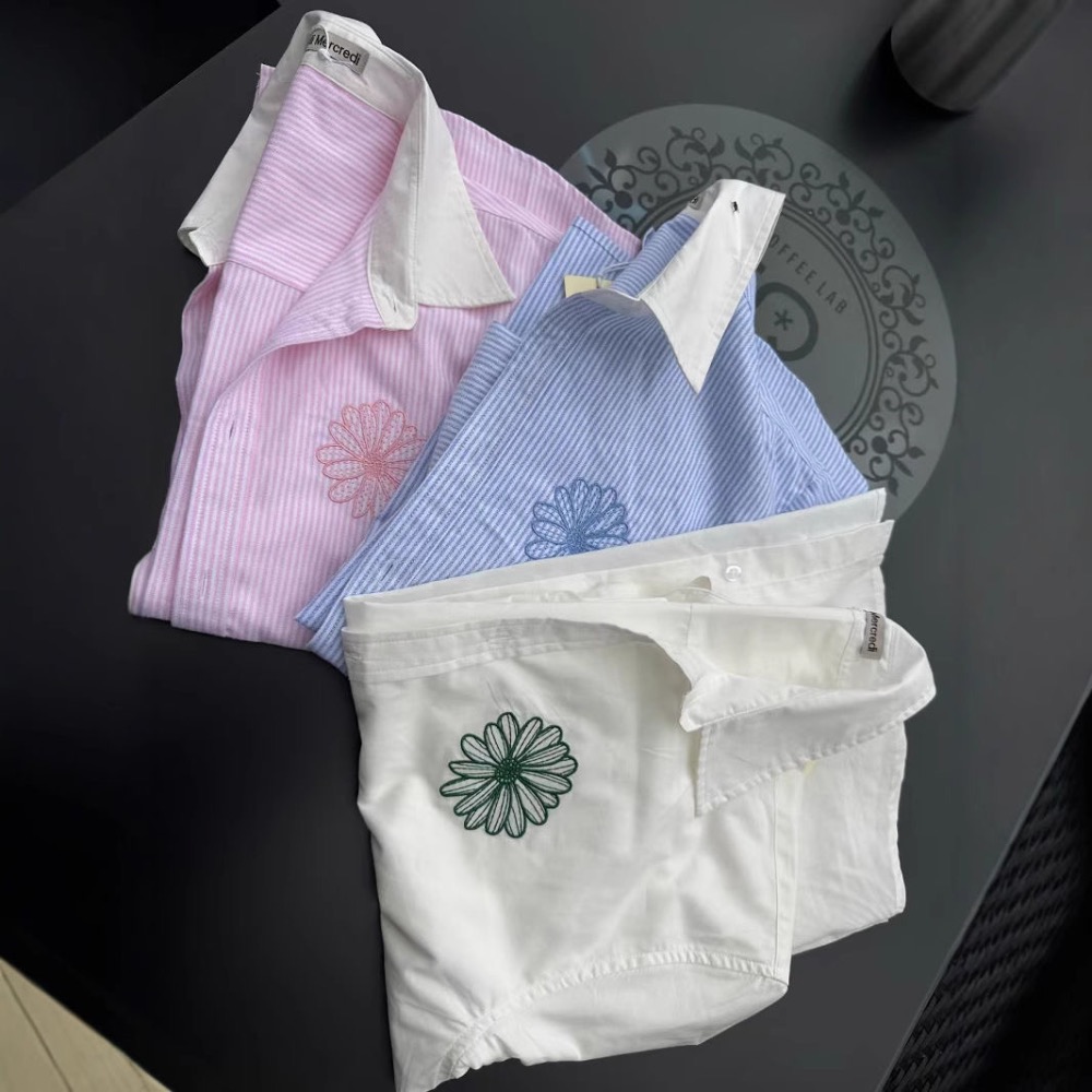 Mardi 襯衫 防曬防風外套 四季款 經典小雛菊刺繡 小清新百搭 男女同款 翻領經典襯衣 穿搭利落 好氣質 永不退流行-細節圖2