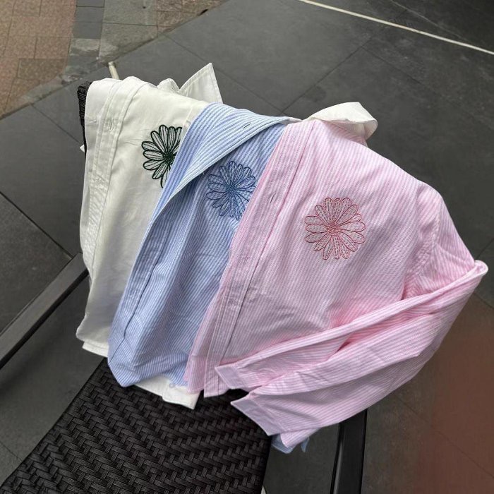 Mardi 襯衫 防曬防風外套 四季款 經典小雛菊刺繡 小清新百搭 男女同款 翻領經典襯衣 穿搭利落 好氣質 永不退流行-細節圖3