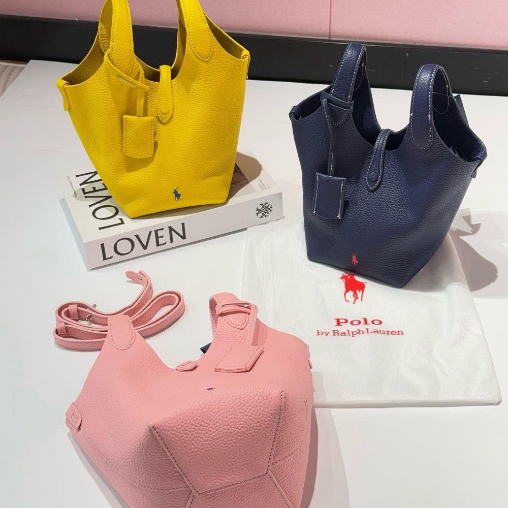 RL polo 好氣質水桶包 菜藍子手提包 肩背包 斜背包 牛皮手提包 真皮高級感托特包  19.7 26.7 14 c-細節圖2