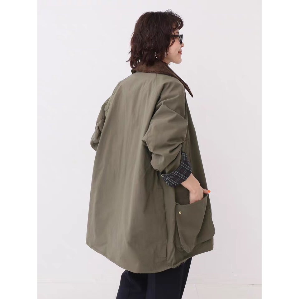 Barbour 大衣 風衣 外套 好氣質 好顯瘦 联名spick span 复古工装无蜡外套风衣中长款秋冬 再經典不過了-細節圖3