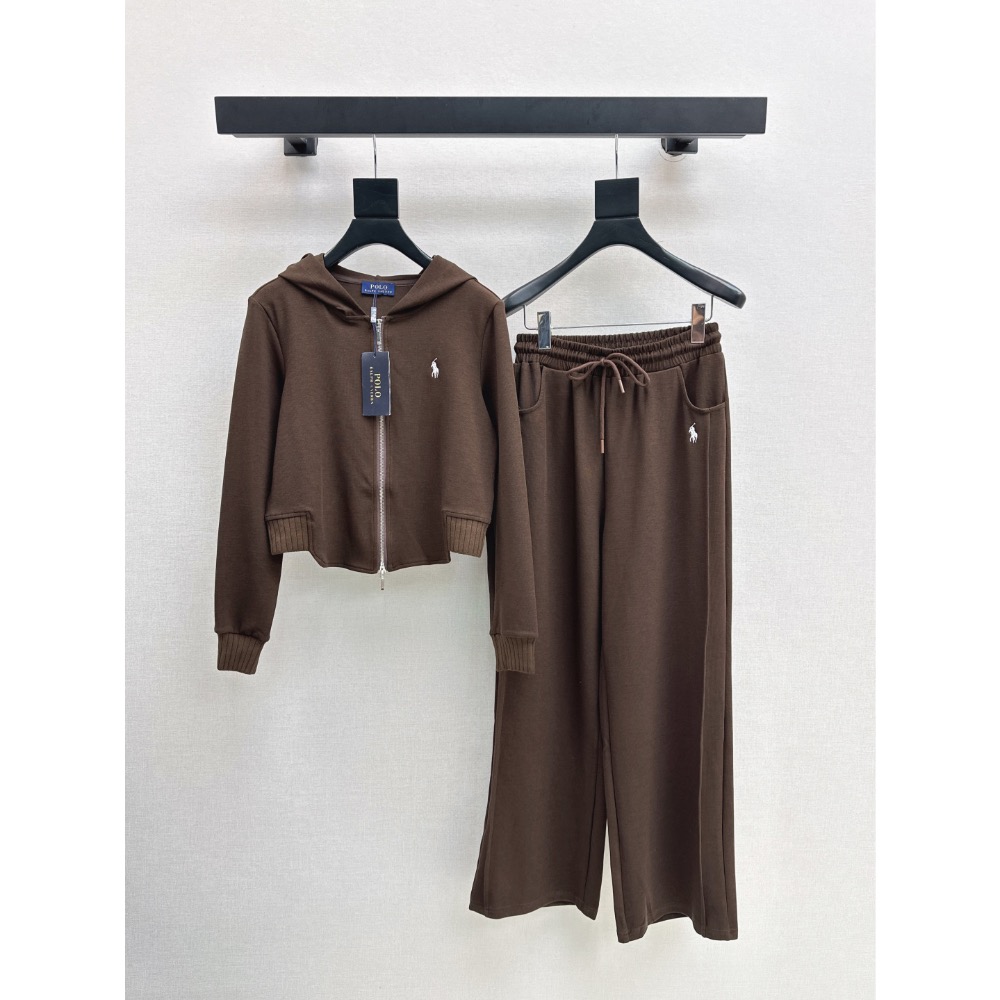 RL polo 套裝 連帽外套 棉外套 衛衣 闊腿褲 休閒褲 小短款拉長比例 連帽外套+直筒褲 重磅logo標識點綴 帥-細節圖8