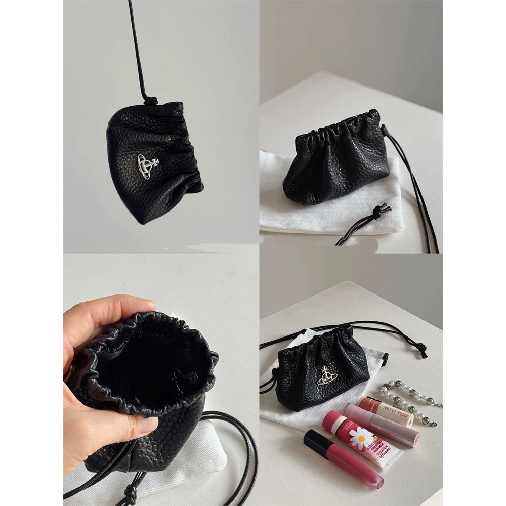 敲口愛小物包 小收納包Vivienne Westwood 小水餃束口包 真皮土星鏈條包迷你手拎小包單肩斜挎包零錢包口紅包-細節圖2