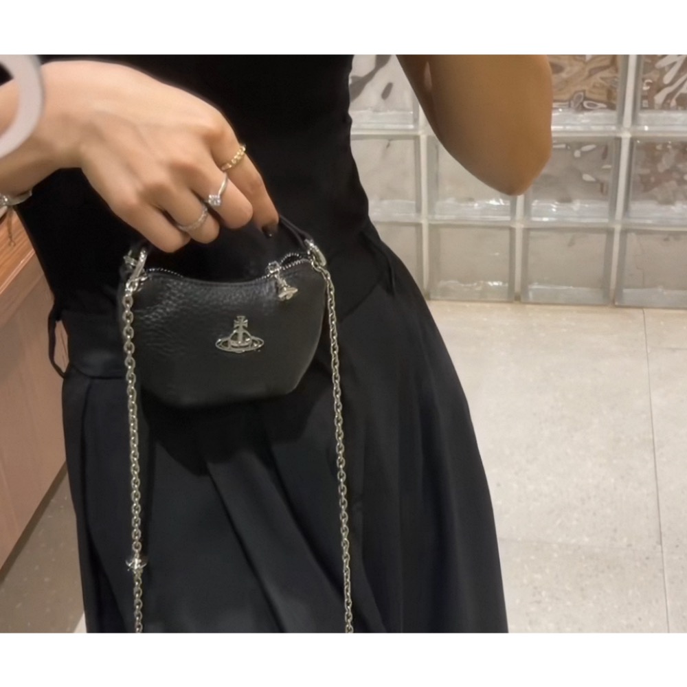 敲口愛小物包 小收納包Vivienne Westwood 小水餃束口包 真皮土星鏈條包迷你手拎小包單肩斜挎包零錢包口紅包-細節圖10