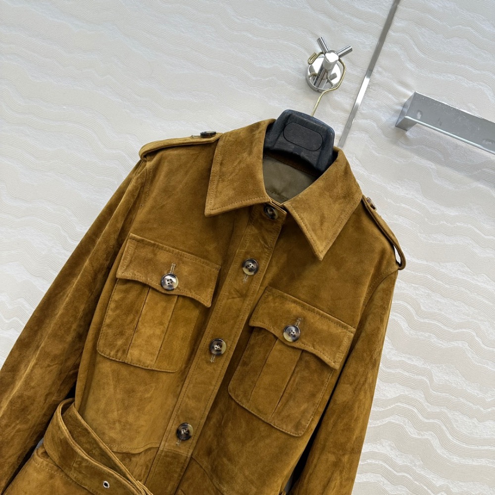 RL 外套 品質控必入紫標RL高定麂皮絨獵裝夾克外套 100%麂皮絨小羊皮！純手工油邊無內襯閉絨工藝，經典H工裝口袋幹練-細節圖2