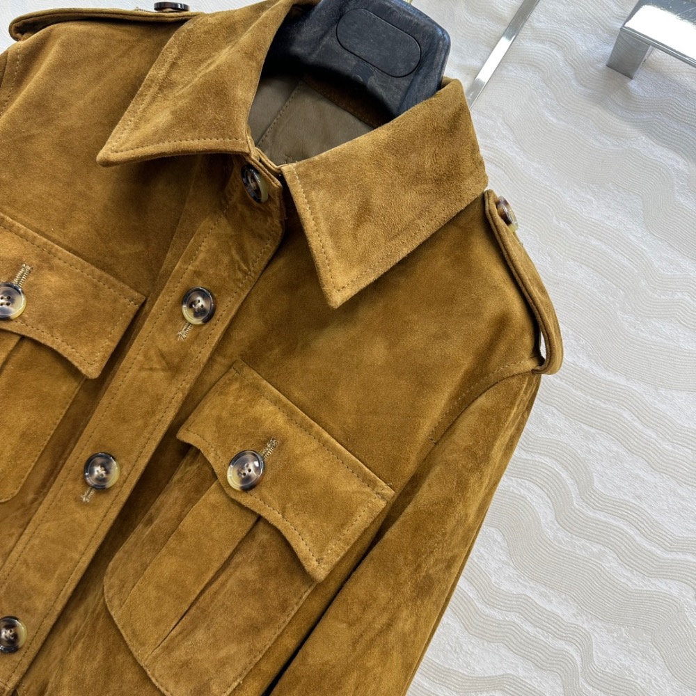 RL 外套 品質控必入紫標RL高定麂皮絨獵裝夾克外套 100%麂皮絨小羊皮！純手工油邊無內襯閉絨工藝，經典H工裝口袋幹練-細節圖3