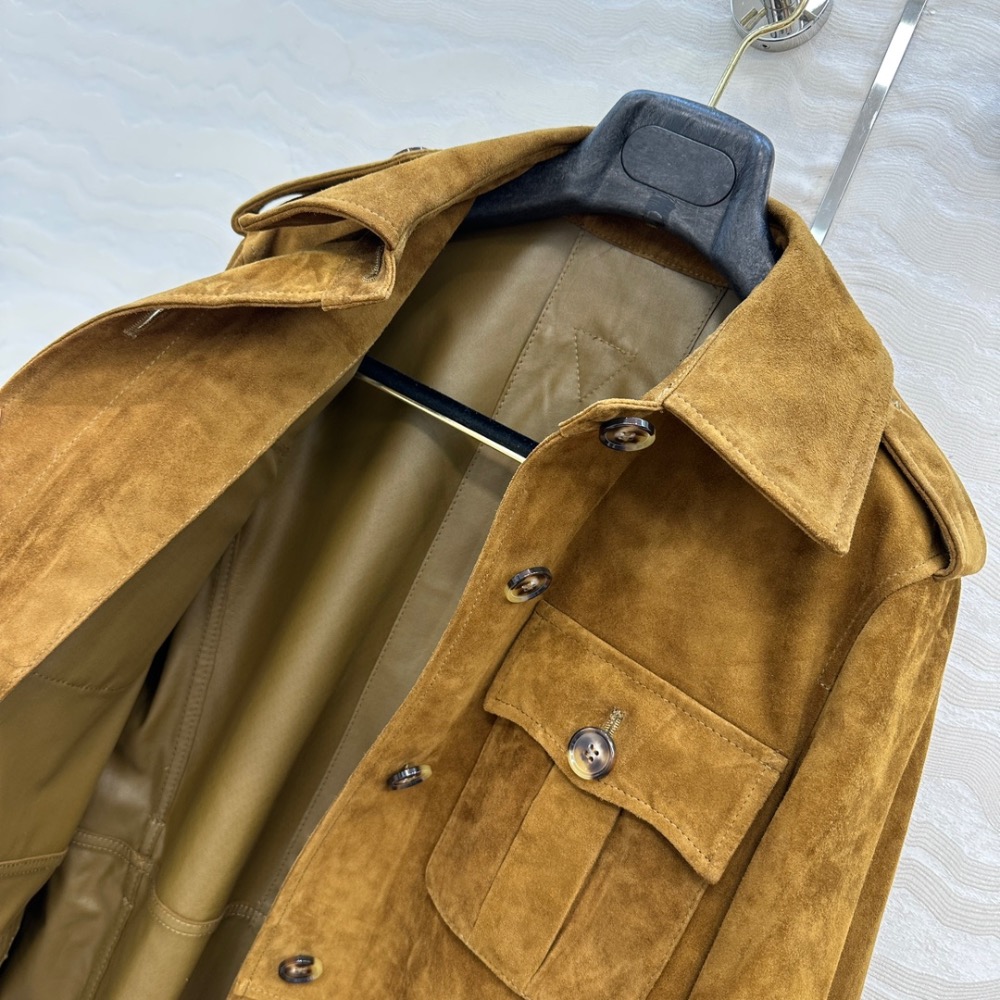RL 外套 品質控必入紫標RL高定麂皮絨獵裝夾克外套 100%麂皮絨小羊皮！純手工油邊無內襯閉絨工藝，經典H工裝口袋幹練-細節圖5