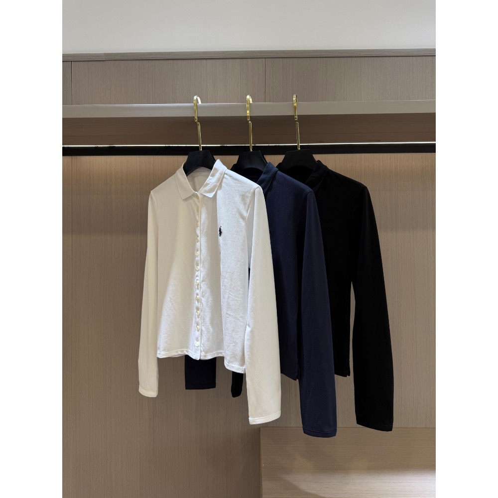 RL polo衫 長袖T恤 大學T，珠地網眼橫機翻領長袖襯衫，經典正肩slim fit合身版型，微收腰修身顯瘦，誰穿誰好-細節圖2