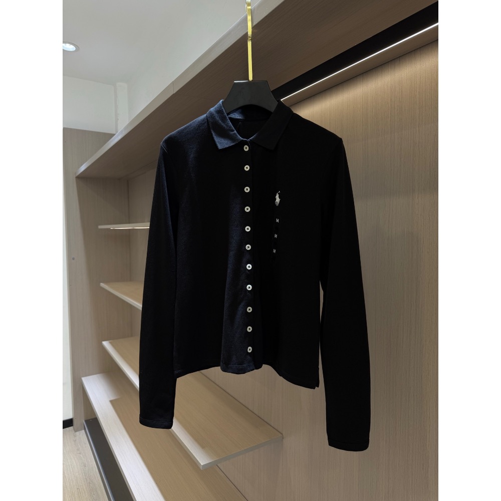 RL polo衫 長袖T恤 大學T，珠地網眼橫機翻領長袖襯衫，經典正肩slim fit合身版型，微收腰修身顯瘦，誰穿誰好-細節圖6