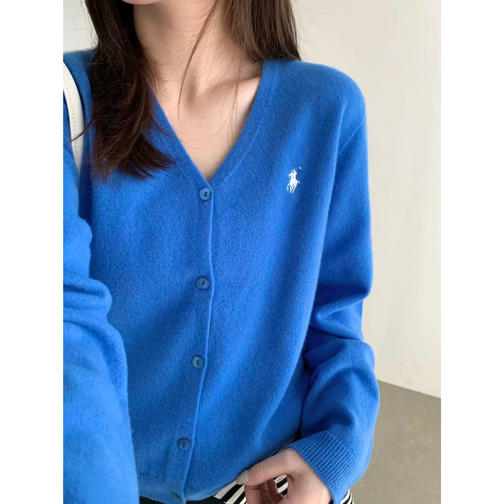 RL polo 羊毛針織外套 好氣質溫柔小外套，經典小馬刺繡，薄款修身V领上衣，百搭很推👍  ✔國際運送約十幾天，可以-細節圖4