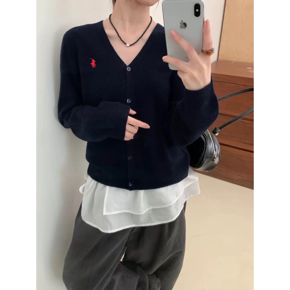 RL polo 羊毛針織外套 好氣質溫柔小外套，經典小馬刺繡，薄款修身V领上衣，百搭很推👍  ✔國際運送約十幾天，可以-細節圖6