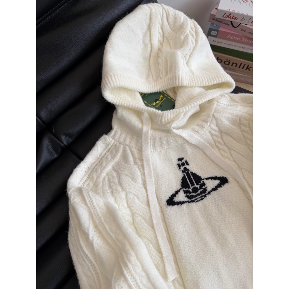 Vivienne Westwood 毛衣 土星連帽毛衣 白色真的各種百搭 連帽設計 可以疊穿小外套或者大衣-細節圖9
