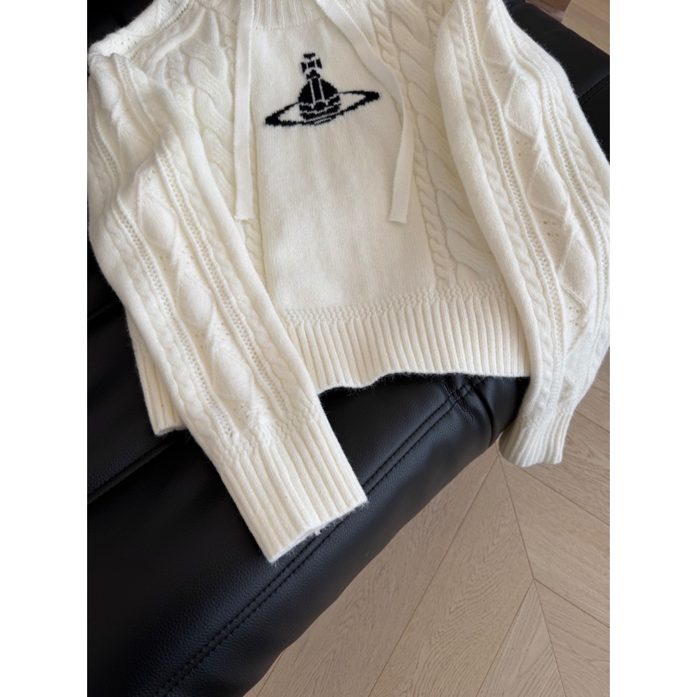 Vivienne Westwood 毛衣 土星連帽毛衣 白色真的各種百搭 連帽設計 可以疊穿小外套或者大衣-細節圖10