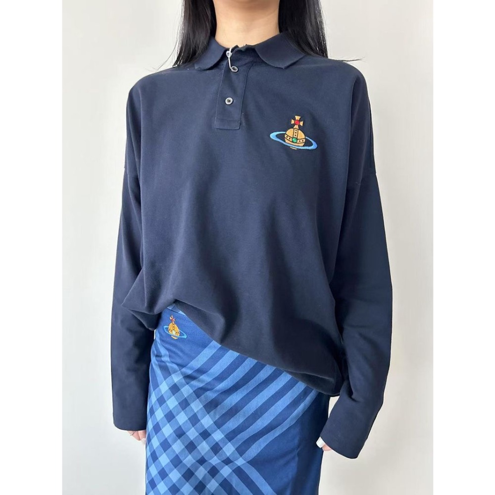 Vivienne Westwood polo衫 上衣 T恤 經典土星刺繡 好氣質 甜酷少女感 新款學院風土星環刺繡pol-細節圖5