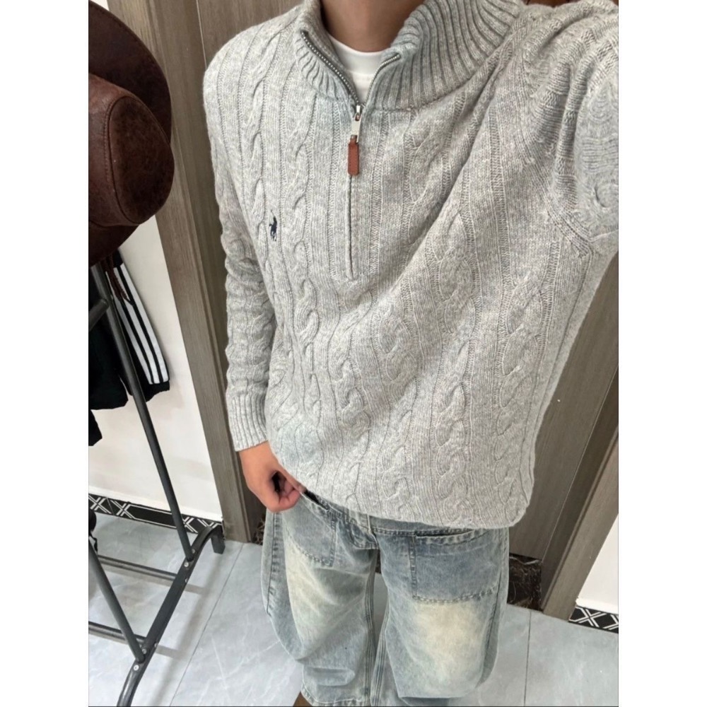 RL polo 毛衣 美式復古半拉鏈長袖T恤 上衣 衛衣 大學T，經典熱賣款，百搭基本款，絕不後悔的款❤️  S-2XL-細節圖7