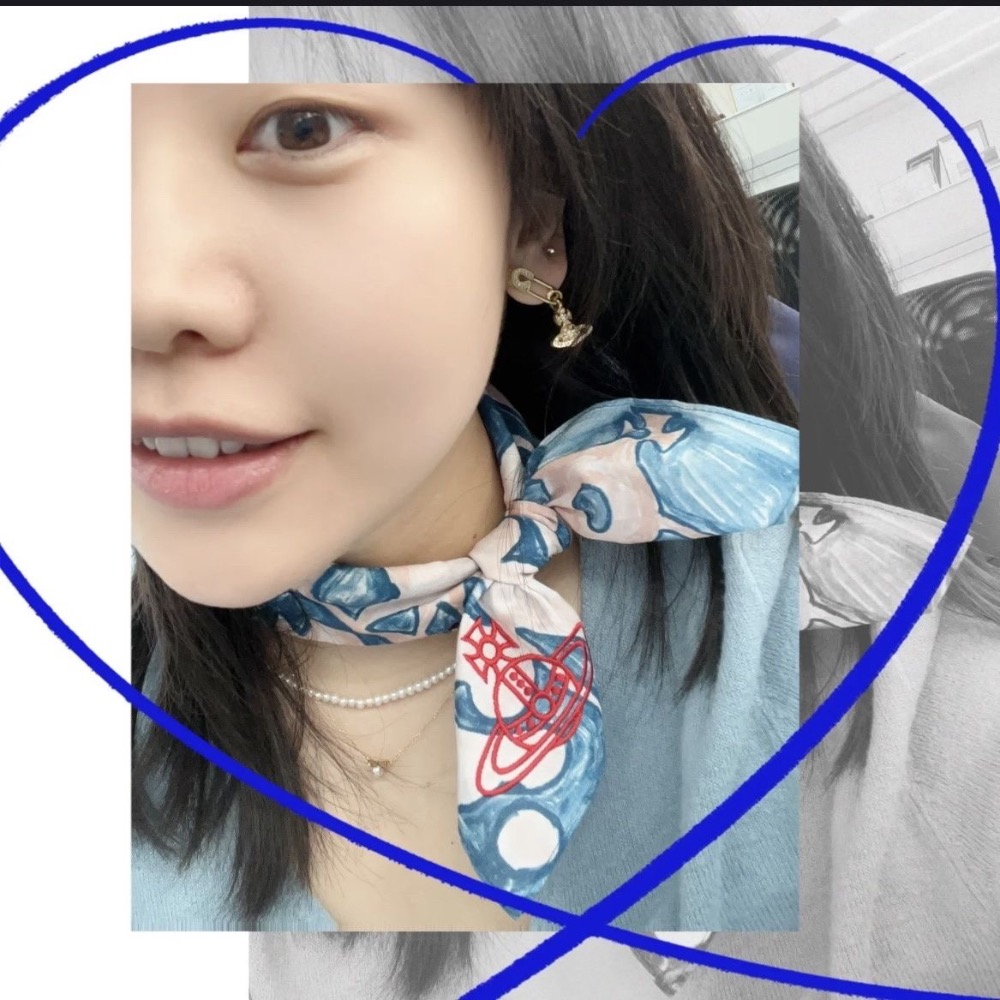 Vivienne Westwoo手帕 經典字母絲巾 領巾 髮帶 氣質頭巾時尚 百搭絲巾 圍巾 裝飾領巾 波點綁包綁手柄-細節圖2