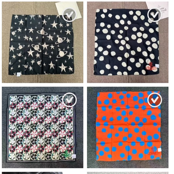 Vivienne Westwoo手帕 經典字母絲巾 領巾 髮帶 氣質頭巾時尚 百搭絲巾 圍巾 裝飾領巾 波點綁包綁手柄-細節圖4