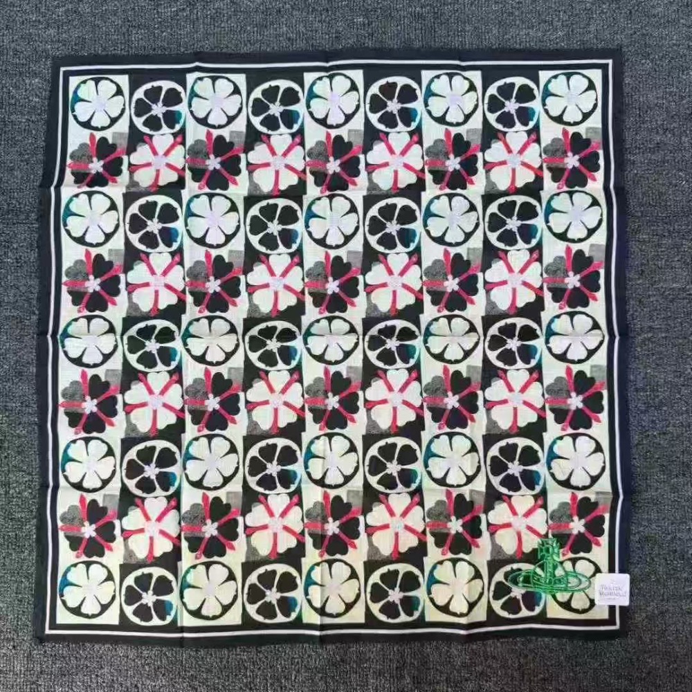 Vivienne Westwoo手帕 經典字母絲巾 領巾 髮帶 氣質頭巾時尚 百搭絲巾 圍巾 裝飾領巾 波點綁包綁手柄-細節圖5