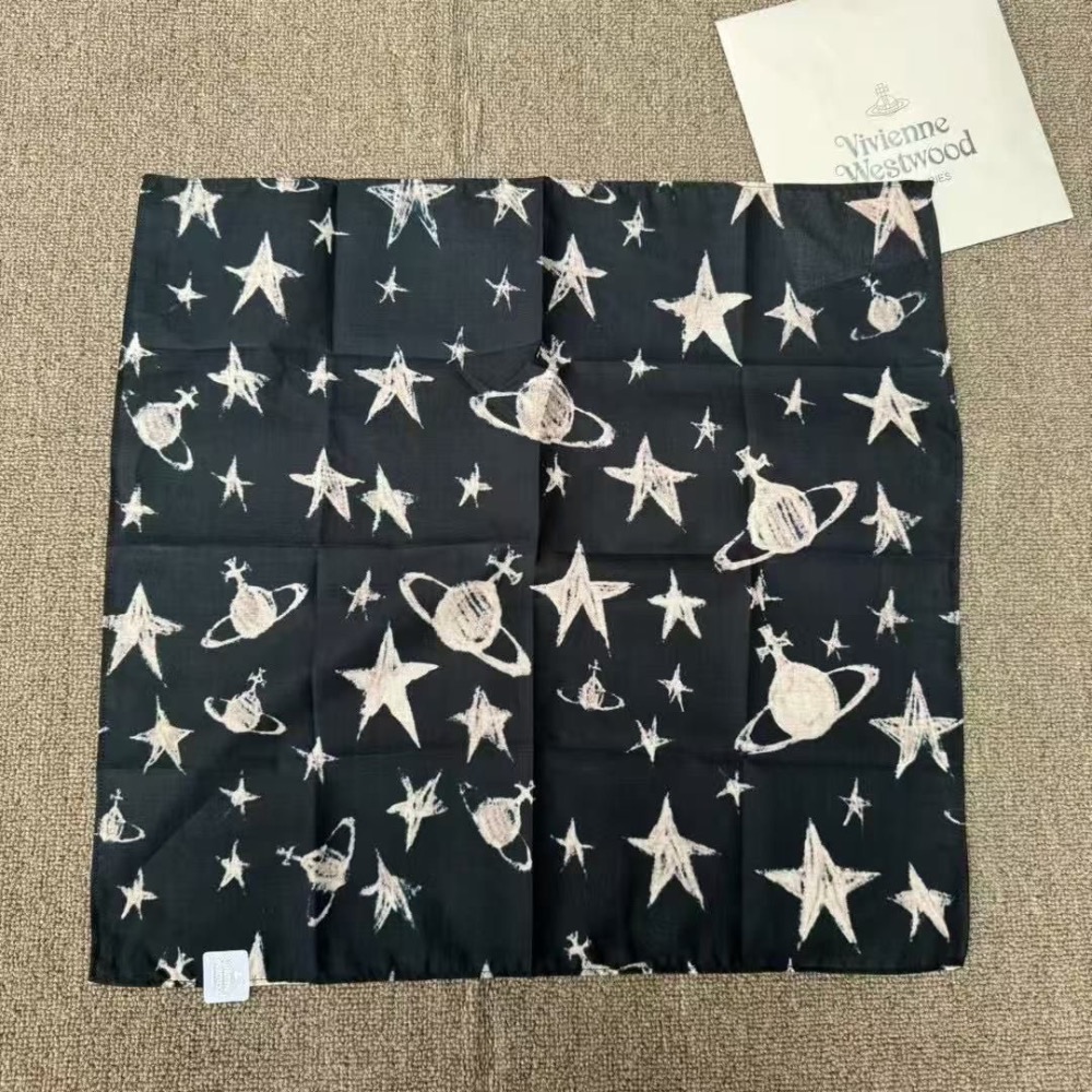 Vivienne Westwoo手帕 經典字母絲巾 領巾 髮帶 氣質頭巾時尚 百搭絲巾 圍巾 裝飾領巾 波點綁包綁手柄-細節圖9