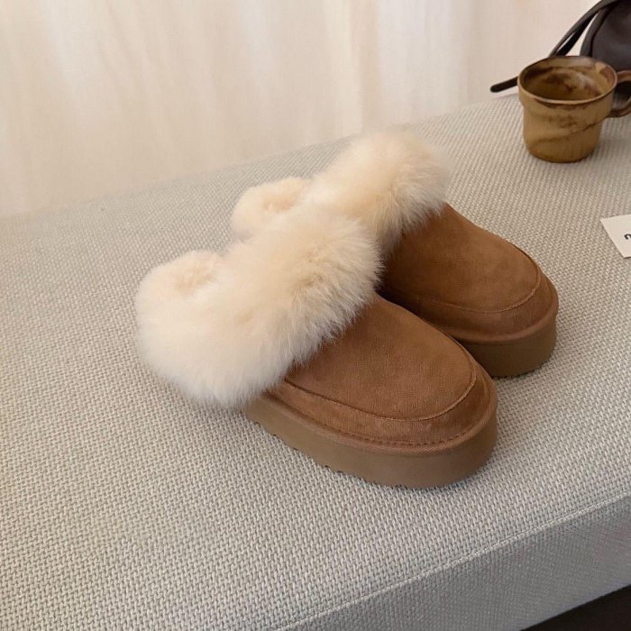 UGG毛托鞋 懶人鞋  厚底毛毛拖 羊皮毛一体包頭拖鞋 保暖軟萌顯腿細 經典款必須留  35-40  ✔️尺寸多無法一一-細節圖2