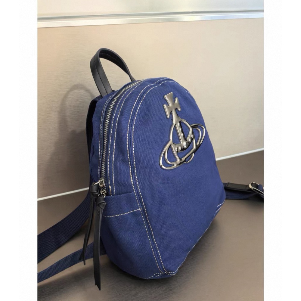 Vivienne Westwood 土星 小後背包 雙肩包 帆布車縫線大容量 又潮又Q 好實用❤️男女同款土星牛仔包帆布-細節圖5