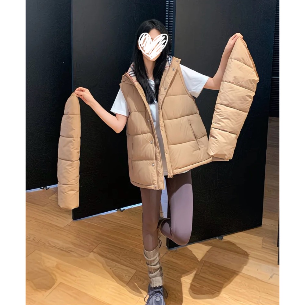 Burberry 連帽羽絨外套 可拆成背心馬甲外套 羽絨服保暖背心 很保暖百搭 休閒百搭實穿外套 飾有經典格紋 私留大推-細節圖5