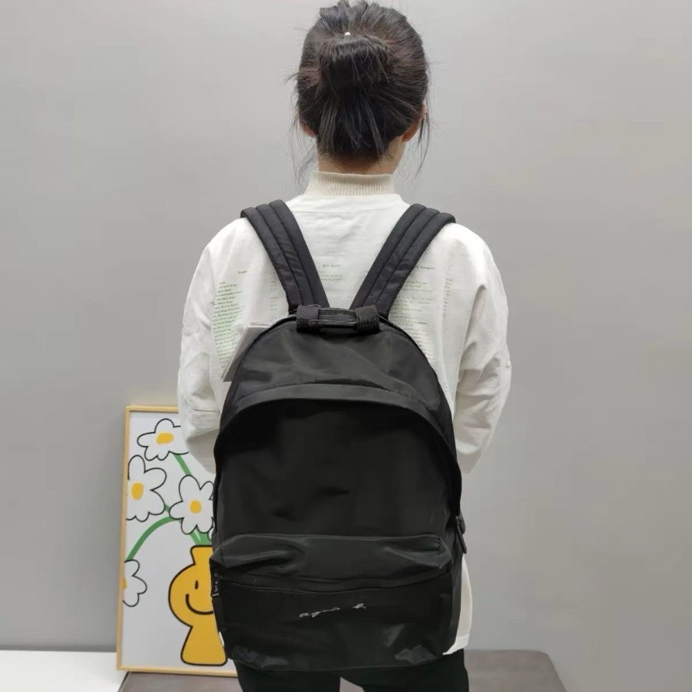 agnes b. 後背包 双肩包，尼龍拼色大容量後背包 輕量防潑水雙肩包 多層收納筆電包 通勤旅遊學生百搭款  輕量尼龍-細節圖4