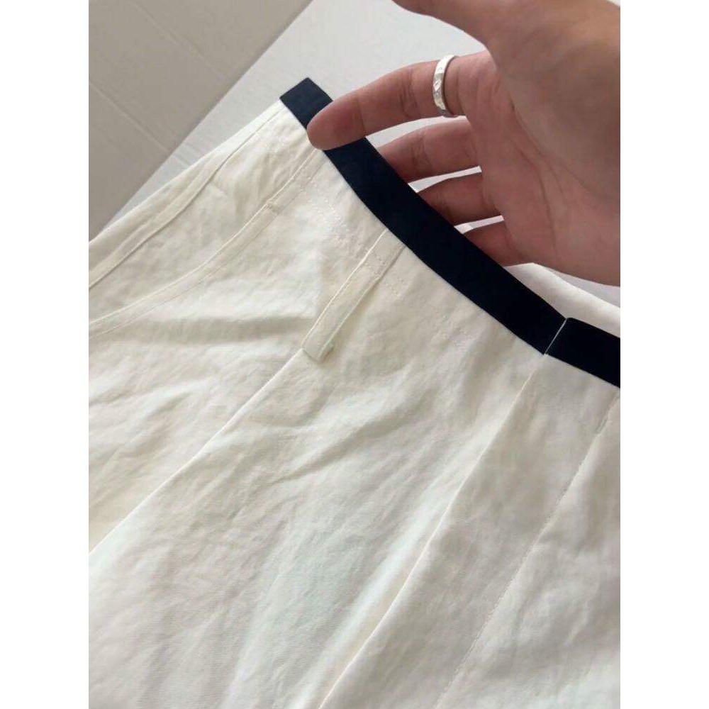 RL polo 闊腿褲 長褲 寛管褲 休閒褲，遮肉垂感寬鬆，小馬刺繡休閒長褲，簡約白色系搭配經典黑色小馬Logo，低調又-細節圖2