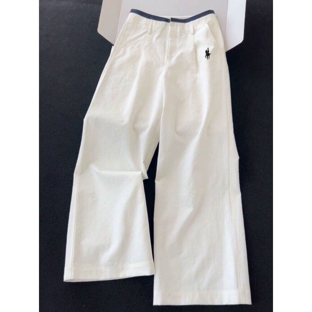 RL polo 闊腿褲 長褲 寛管褲 休閒褲，遮肉垂感寬鬆，小馬刺繡休閒長褲，簡約白色系搭配經典黑色小馬Logo，低調又-細節圖4