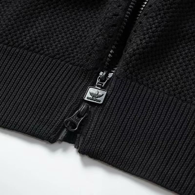 Adidas 外套 Originals 三葉草鏤空針織外套 針織開衫外套 運動休閒夾克，鏤空網眼針織設計輕盈透氣，經典三-細節圖5