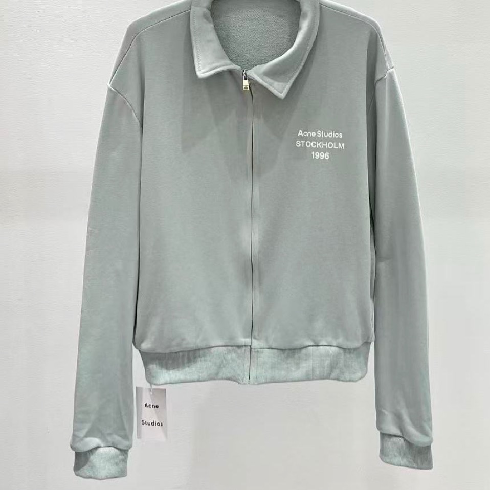 Acne Studios 拉鍊外套 翻領外套 衛衣外套 休閒外套，清新霧灰綠色調低調又高級，Acne Studios 經-細節圖3