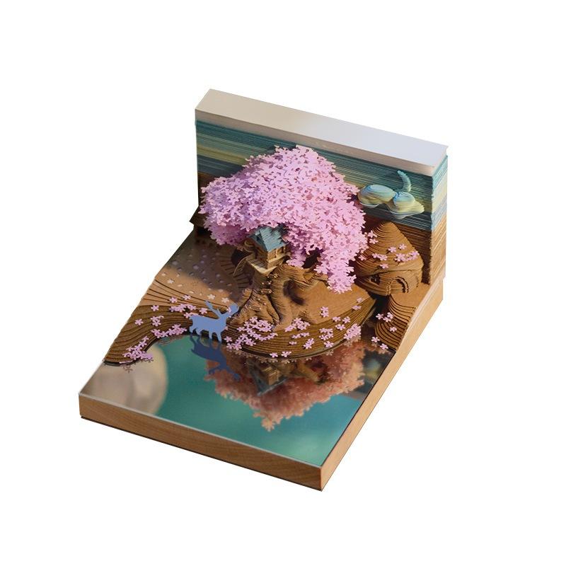 櫻花樹屋 紙條 生日禮物 情人節 禮盒 3D便條紙 交換禮物 魔法城堡 哈利波特紙雕 手撕便籤籤-細節圖2