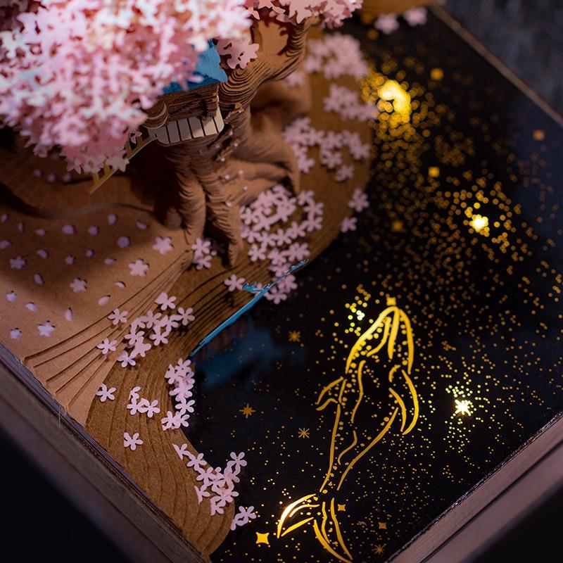 櫻花樹屋 紙條 生日禮物 情人節 禮盒 3D便條紙 交換禮物 魔法城堡 哈利波特紙雕 手撕便籤籤-細節圖5