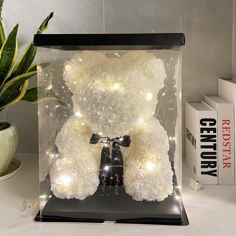 台灣現貨 玫瑰花熊 玫瑰小熊 玫瑰花 抱抱熊 永生熊 浪漫玫瑰花熊 PE仿真玫瑰 情人節花束 情人節生日求婚禮物-細節圖4