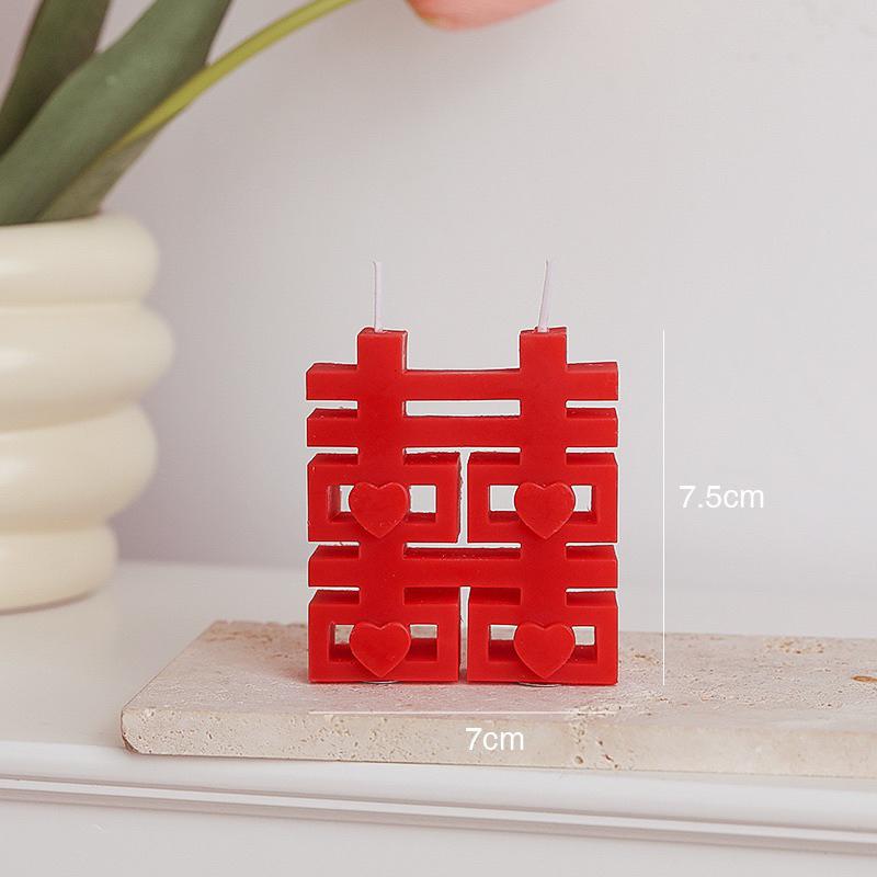 台灣現貨  囍 香薰蠟燭 囍字 雙喜 婚禮 結婚 婚房佈置 囍字蠟燭 喜紅雙囍香薰蠟燭-細節圖5