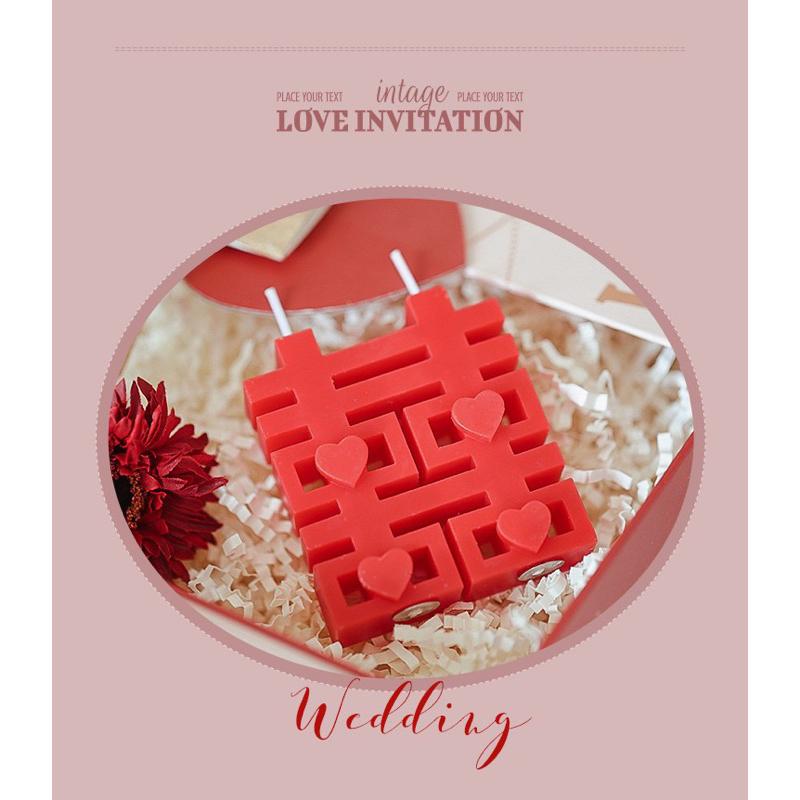 台灣現貨  囍 香薰蠟燭 囍字 雙喜 婚禮 結婚 婚房佈置 囍字蠟燭 喜紅雙囍香薰蠟燭-細節圖6