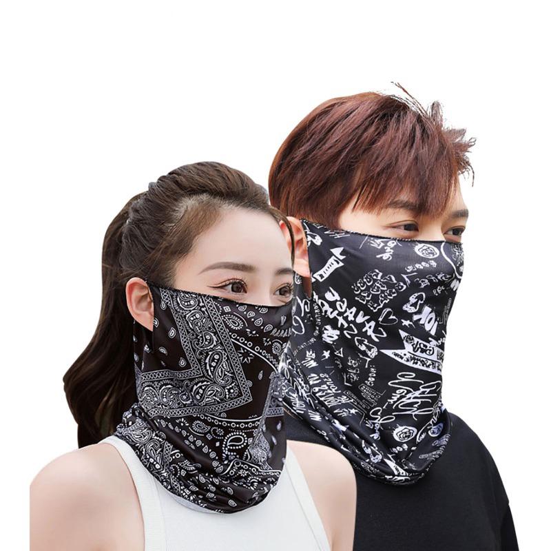 台灣出貨 冰絲魔術頭巾 防曬 運動頭巾 頭套 透氣 防風 冰絲面罩 圍脖涼感 頭巾 超彈性 防風面罩 自行車 戶外騎行-細節圖4