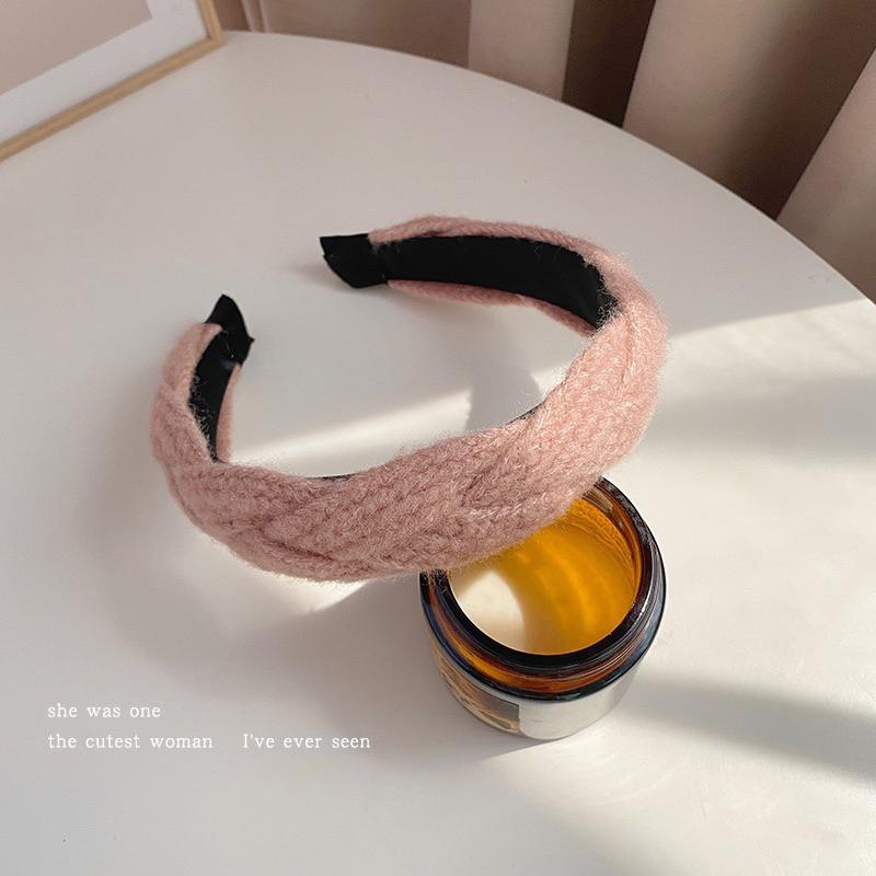 台灣現貨 出清 韓版秋冬麻花辮子 髮箍 針織毛線頭飾 頭箍 增高髮箍 洗臉髮箍 寬版 格紋交叉海綿髮箍 髮飾-細節圖5