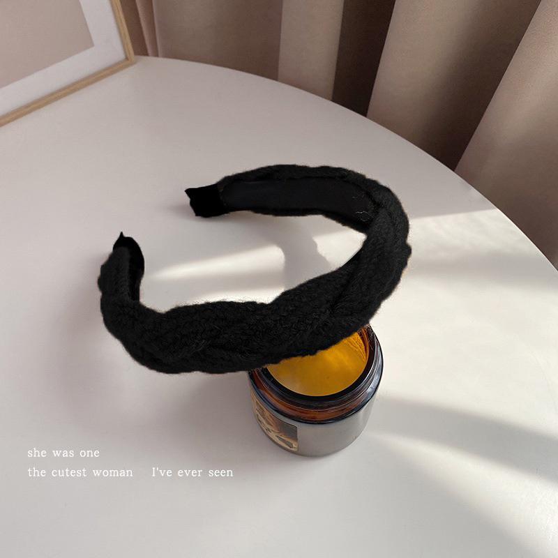 台灣現貨 出清 韓版秋冬麻花辮子 髮箍 針織毛線頭飾 頭箍 增高髮箍 洗臉髮箍 寬版 格紋交叉海綿髮箍 髮飾-細節圖6