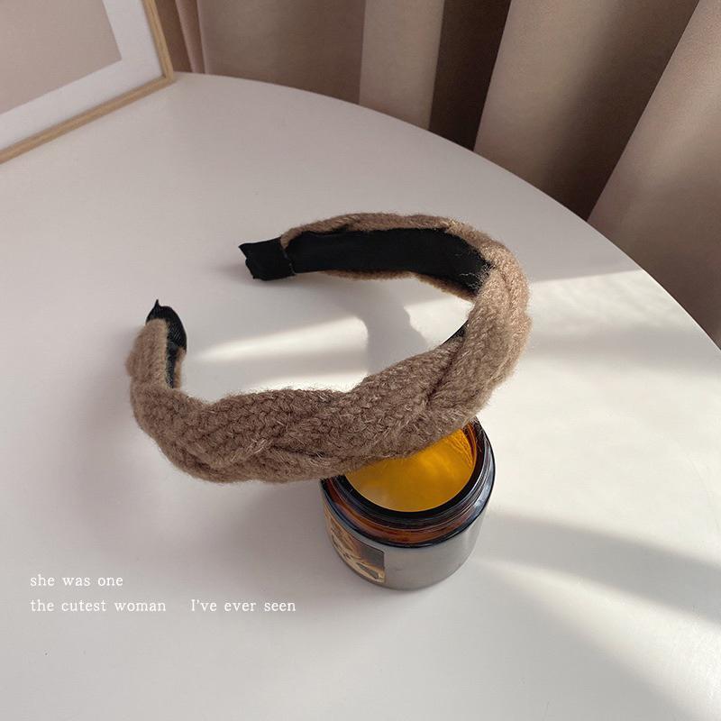 台灣現貨 出清 韓版秋冬麻花辮子 髮箍 針織毛線頭飾 頭箍 增高髮箍 洗臉髮箍 寬版 格紋交叉海綿髮箍 髮飾-細節圖8