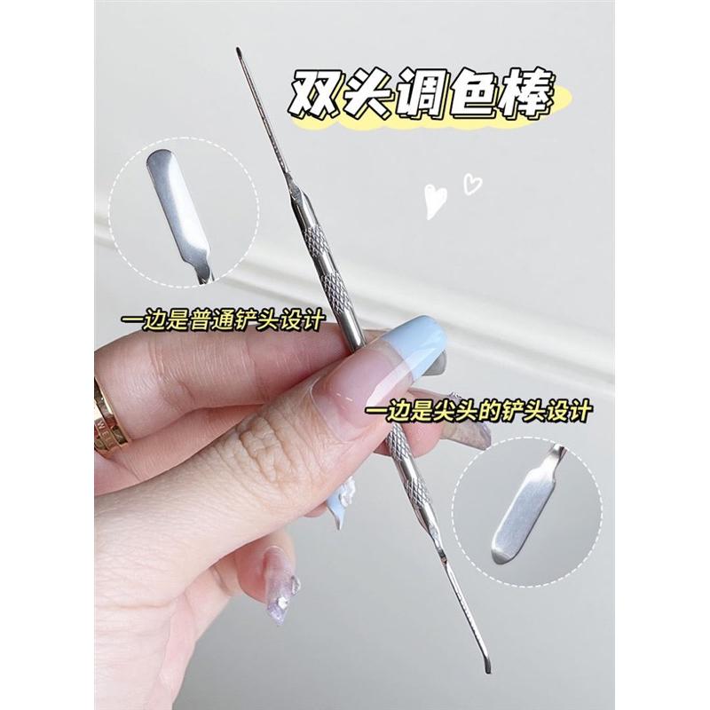 台灣現貨附發票 化妝師專用 粉底液調色板 化妝調色盤 口紅彩妝 不銹鋼指環 美妝調和粉底鏟 粉底勺 調色板 粉底版 粉底-細節圖7